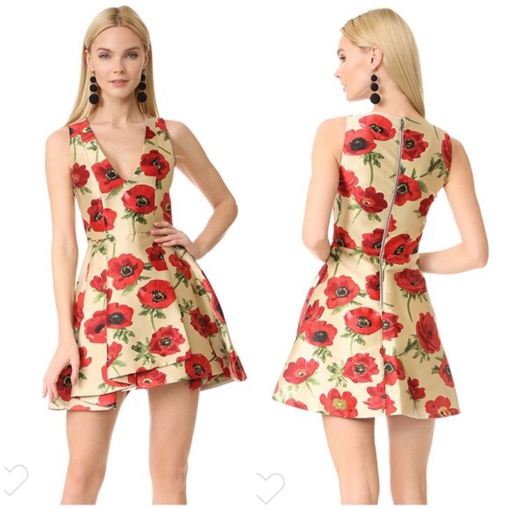 Alice + Olivia falling poppies red dress